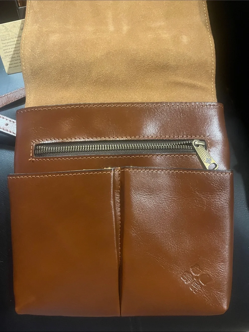 Patricia Nash Cognac Tooled Granada Leather Messenger Crossbody